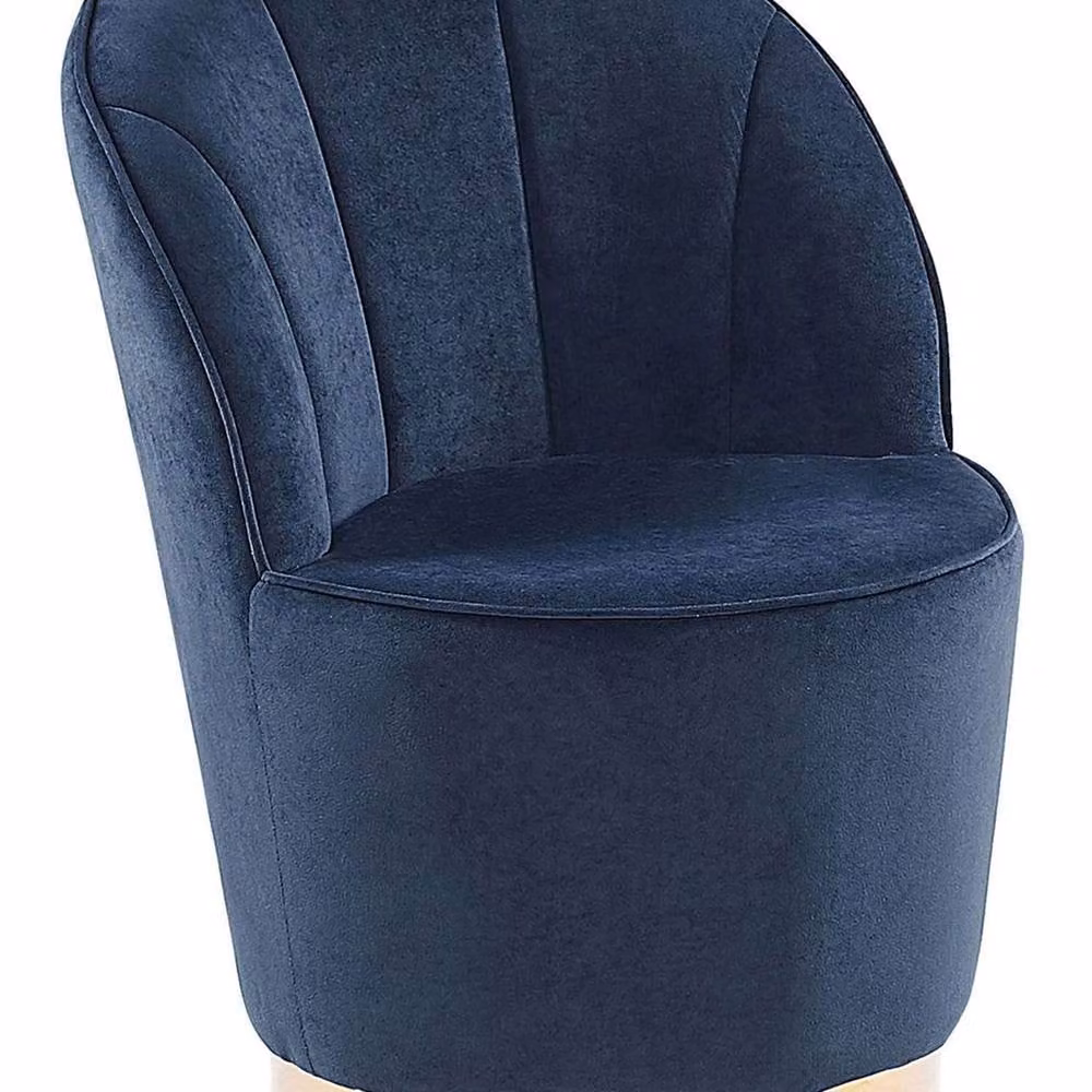 Wyld and Coco Dark Blue Velvet Tub Armchair with Gold Metal Base – 2
