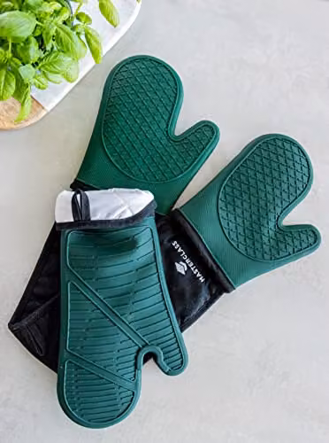 MasterClass Silicone Non-Slip Oven Glove, Black and Green – 7