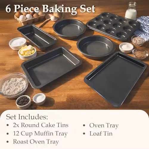 Carter & Clay 6 Piece Non-Stick Steel Baking Set in Grey and Black – 2