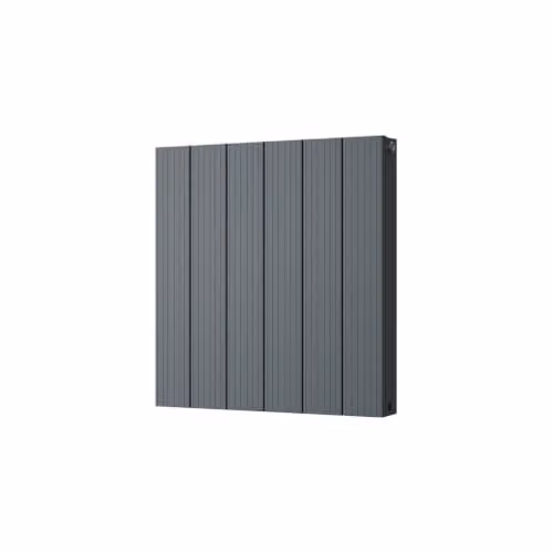 Thetford Anthracite Vertical Double Panel Grooved Designer Radiator, W: 56 cm, H: 60 cm – 2