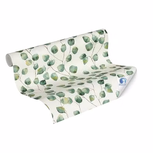Livingwalls DESIGNDROP Floral Non-Woven Wallpaper in White and Green, W: 0,53 m, L: 10,05 m – 1