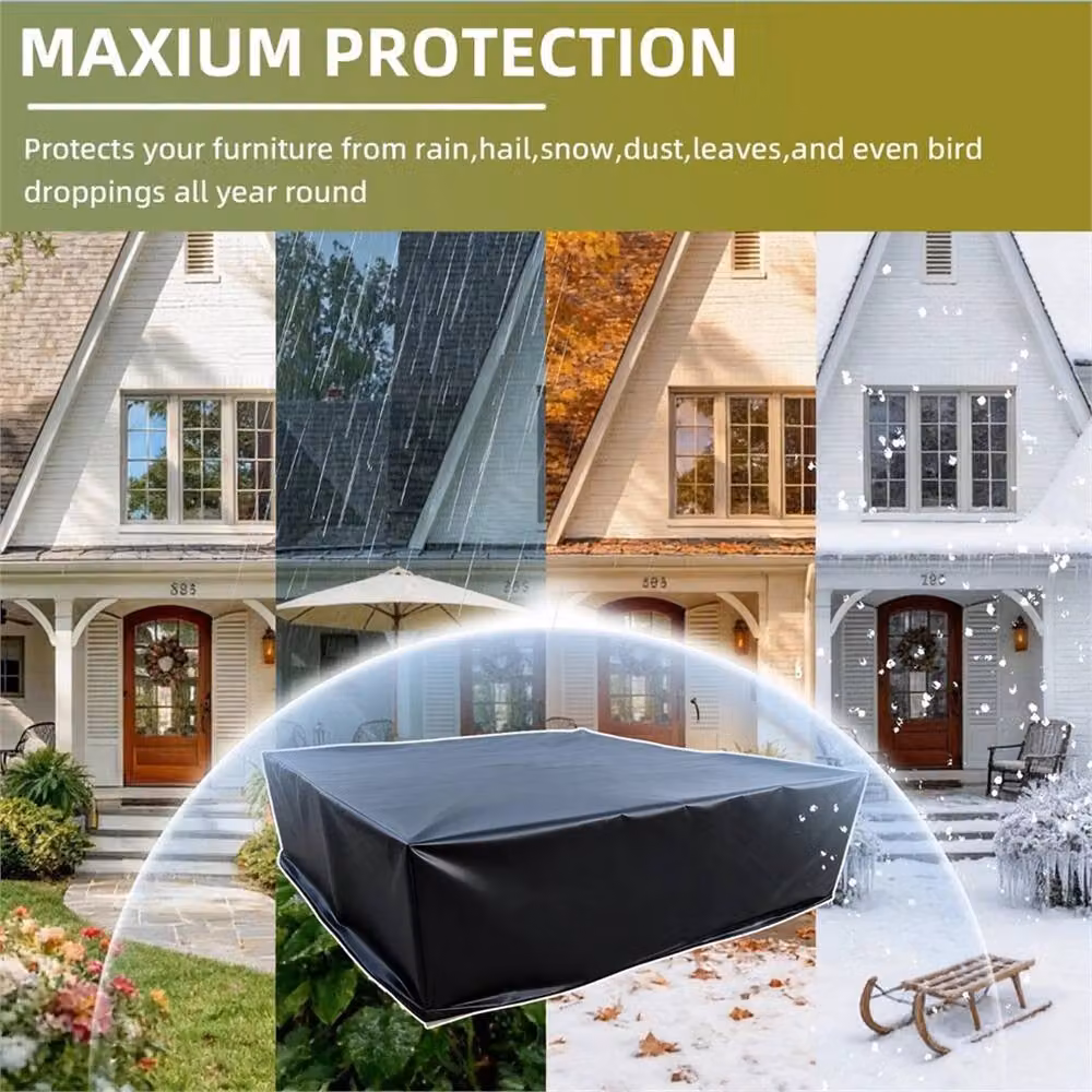 VOGREX Waterproof 420D Fabric Garden Patio Sofa Cover in Black, 200 cm – 3