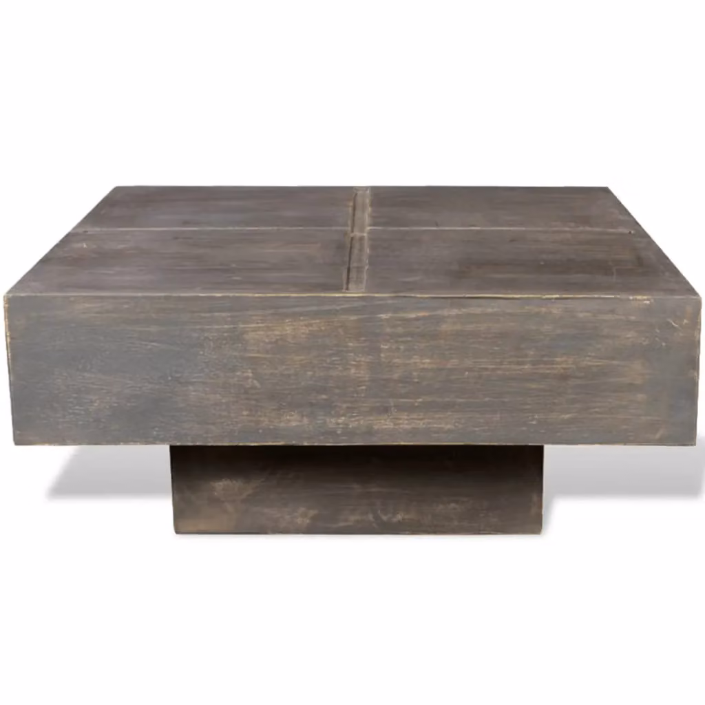 Berkfield Home Square Coffee Table in Dark Brown Antique Solid Mango Wood – 2