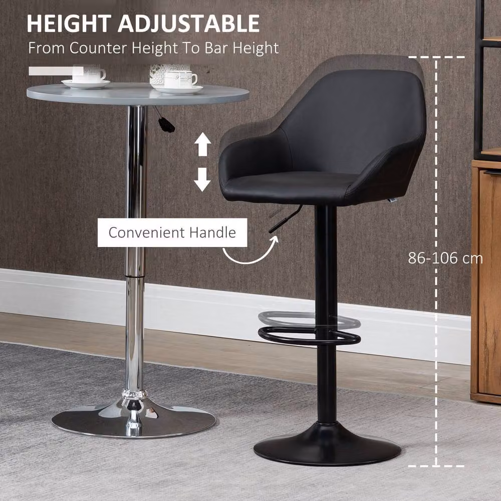 ERGOVEXA Set of 2 Luxe PU Leather Swivel Bar Stools in Black – 2