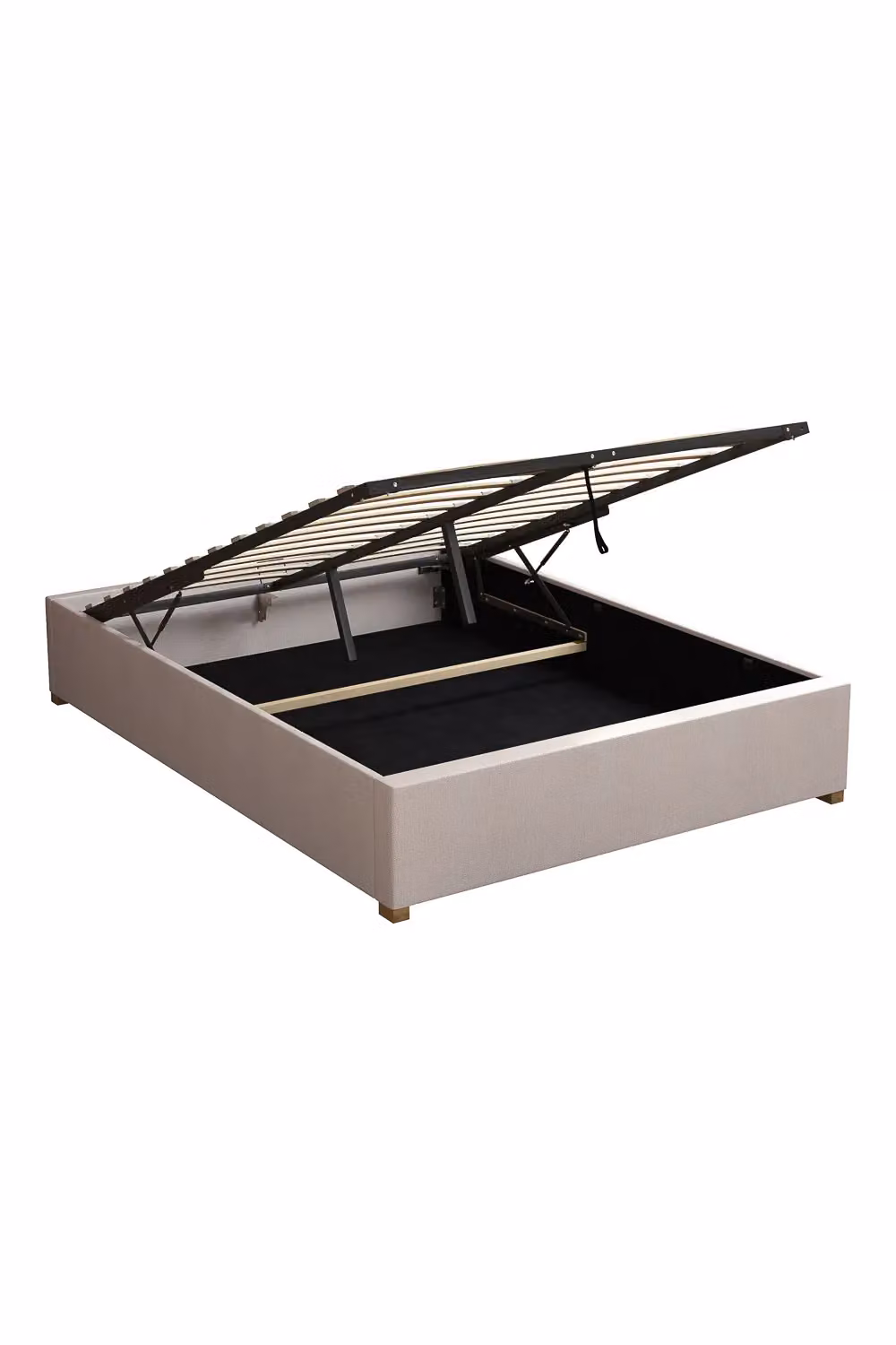 Aspire Upholstered Platform Ottoman Bed Frame in Kimiyo Linen Fabric, Natural/Sand, Super King, 200 x 200 cm – 4