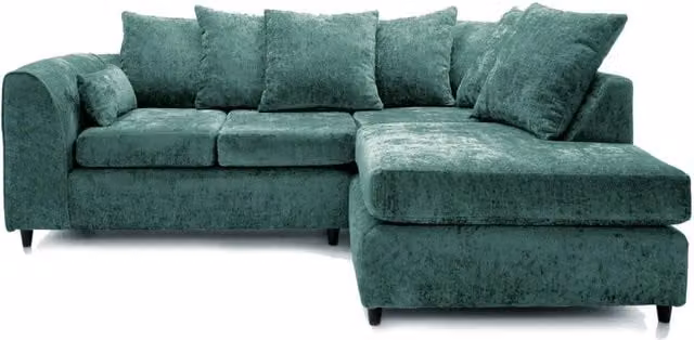Furnishings For Less UK Monaco Chenille Fabric 3 to 4 Seater L Shaped Corner Sofa, Right Hand Facing, Teal