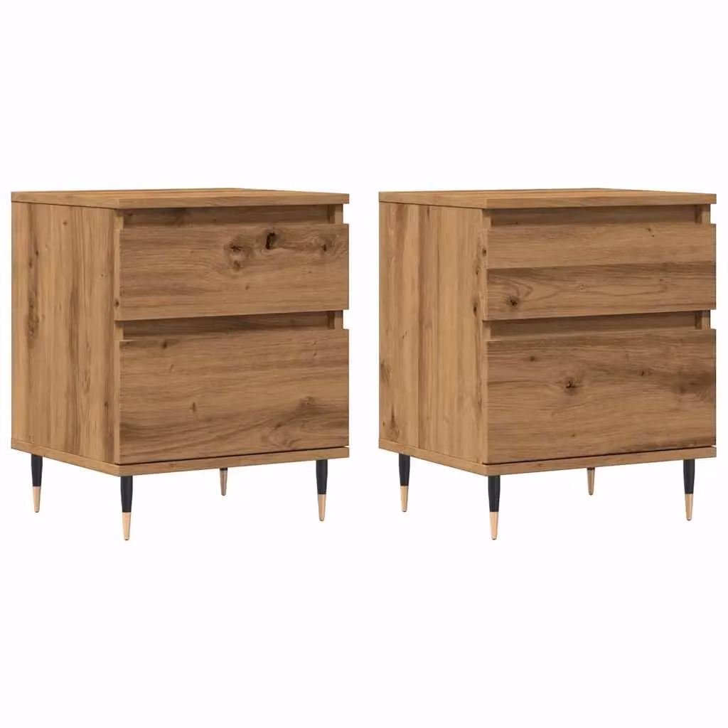 Berkfield Home Set of 2 Artisan Oak Bedside Cabinets in Brown, W/D/H: 40 x 35 x 50 cm – 2