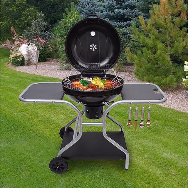 Outsunny Deluxe Charcoal Trolley BBQ in Black