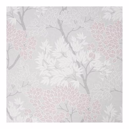 Fresco Lykke Tree Pink Floral Scandinavian Botanical Wallpaper in Pink, White and Grey – 1