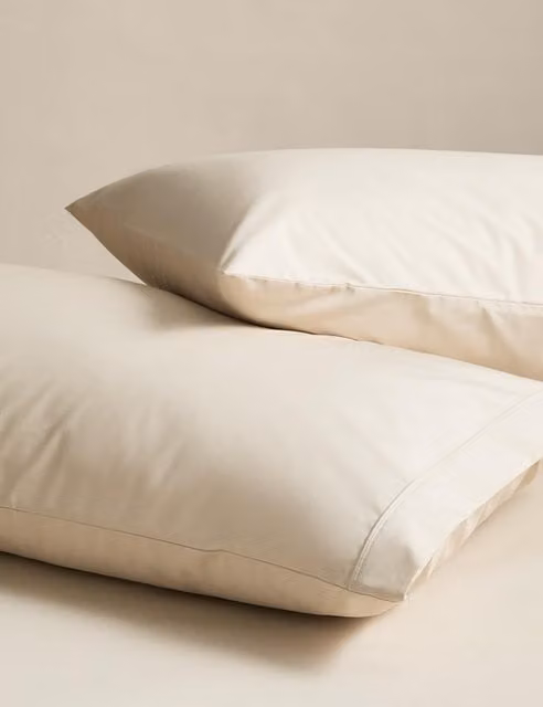 M&S 2 Pack Egyptian Cotton 230 Thread Count King Size Pillowcases in Beige