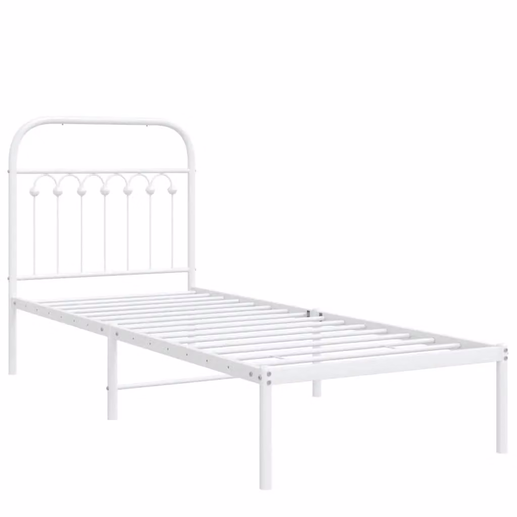 Berkfield Home Metal Bed Frame with Headboard, White, W/D/H: 80 x 200 cm – 2