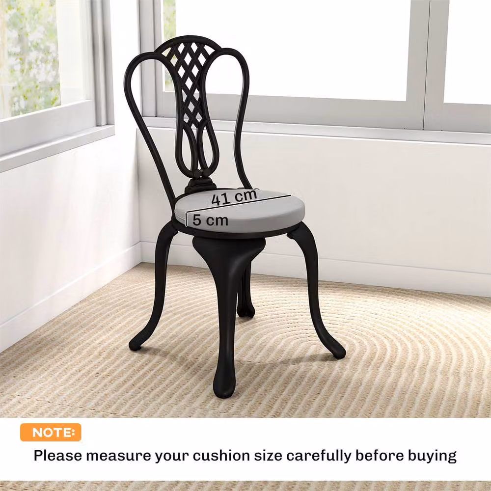 EONLION Set of 4 Round Ergonomic Foam Bistro Chair Cushions in Grey, Diameter: 100 cm – 2