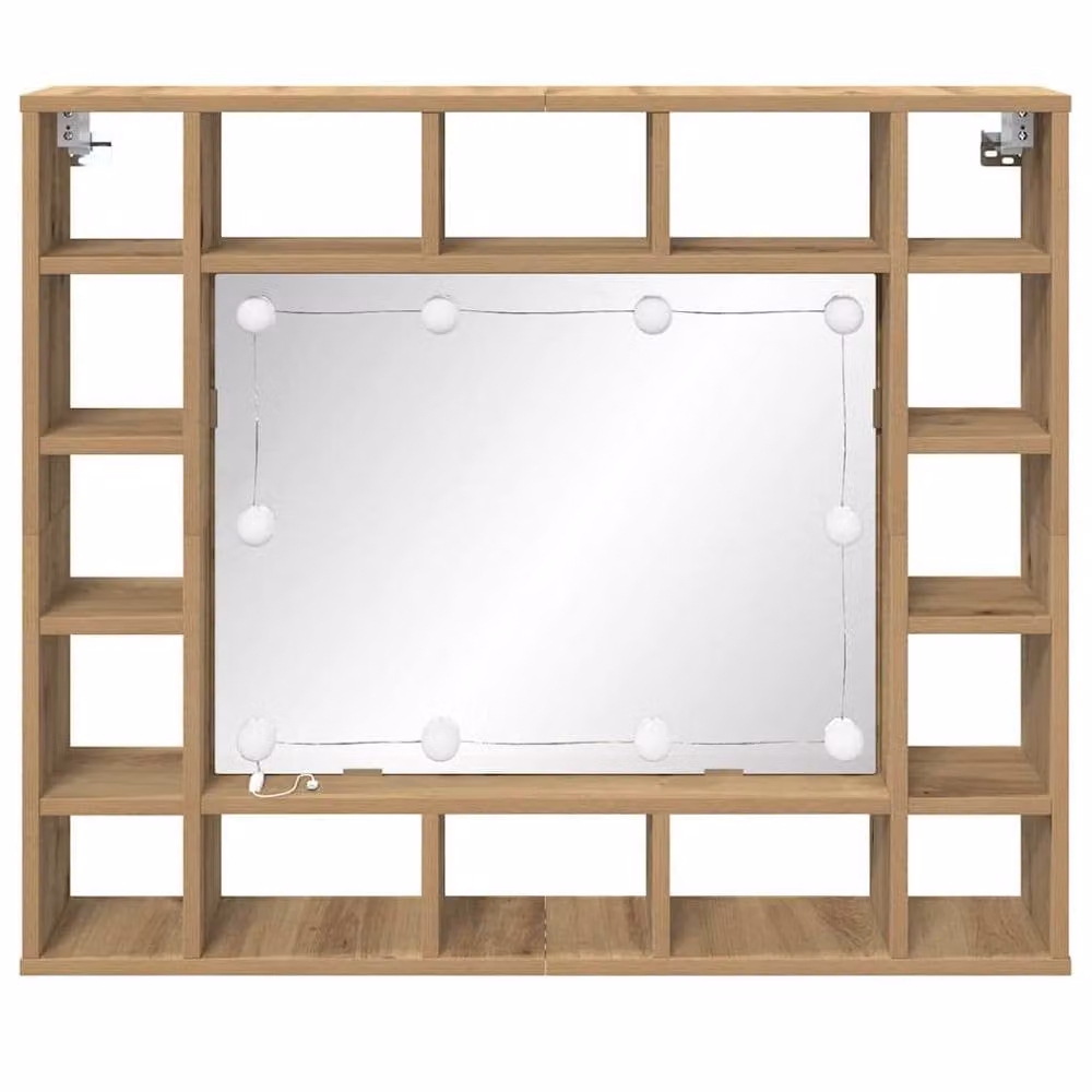 Berkfield Home Artisan Oak Mirror Cabinet in Brown with Integrated LED Lighting – 4