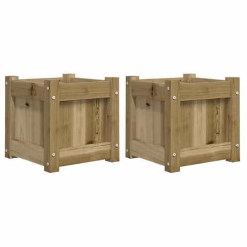 vidaXL Set of 2 Impregnated Pine Wood Garden Planter Tubs, Brown – 1