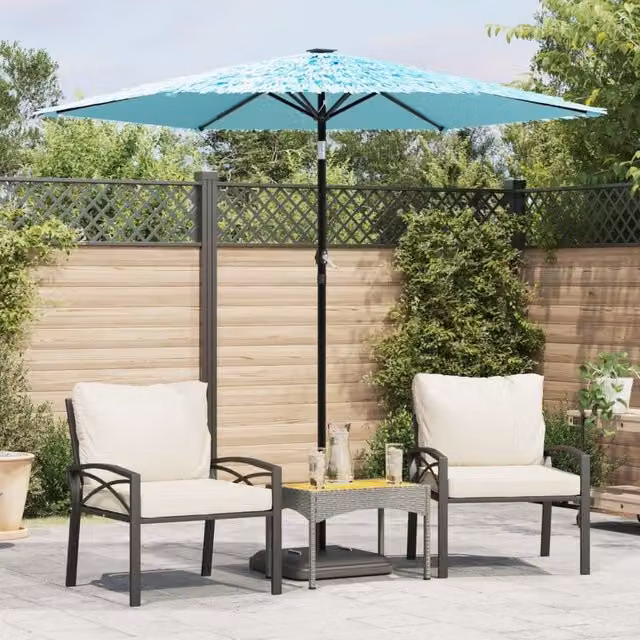 Berkfield Home Blue Garden Parasol with Steel Pole, W/D/H: 223 x 223 x 213 cm – 1
