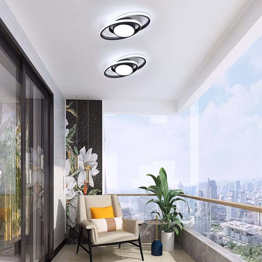Goeco Modern Round LED Ceiling Light, 39W, 6500K Cool White, Black – 2