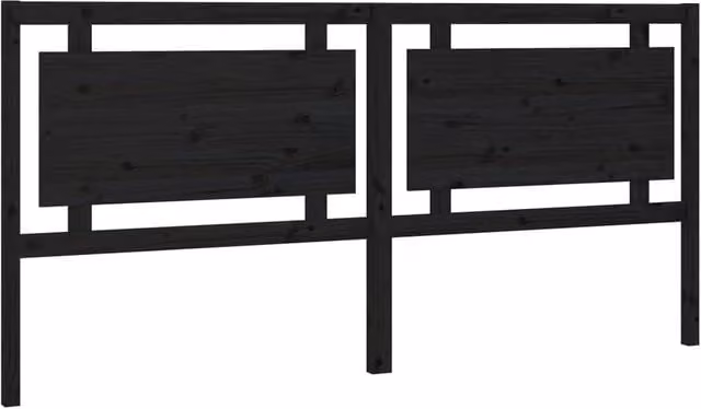 Berkfield Home Black Solid Pine Wood Bed Headboard, W: 205.5 cm, D: 4 cm, H: 100 cm – 1