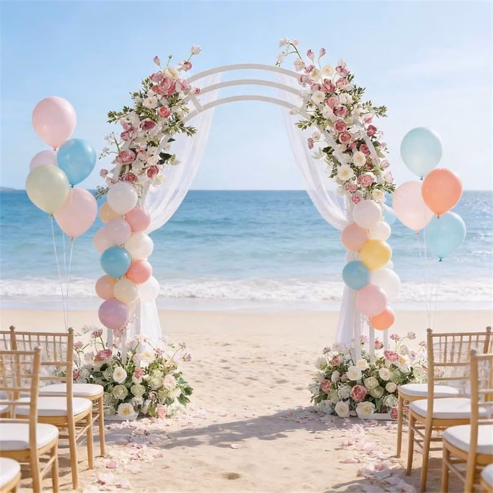 EONLION White Metal Round Balloon Arch Stand Holder for Wedding and Party Displays, Height: 100 cm – 4