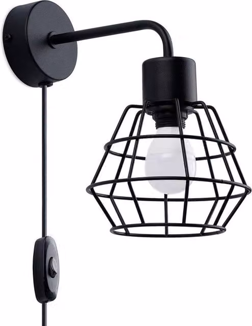 Sollux Lighting Industrial Metal Wall Lamp in Black, W/D/H: 23 x 15 x 23 cm
