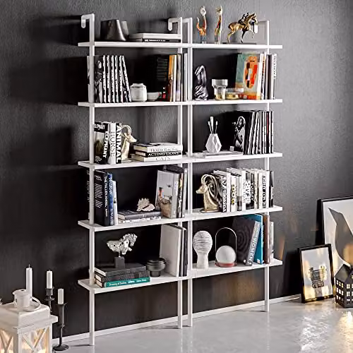 DECOROTIKA Paulina Industrial 5-Tier Bookshelf in White – 3