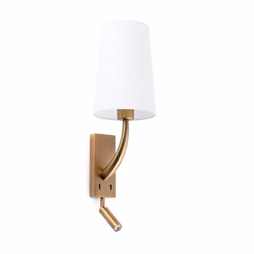 Netlighting Rem Reading Light Wall Lamp in Gold and White with E27 Bulb Holder