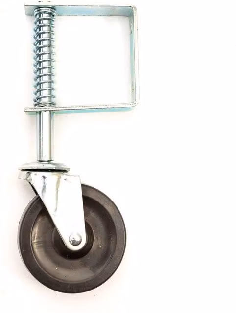 VOGREX 4 inch Heavy Duty Spring Loaded Swivel Gate Caster with Black PVC and Galvanised Zinc Plate – 1