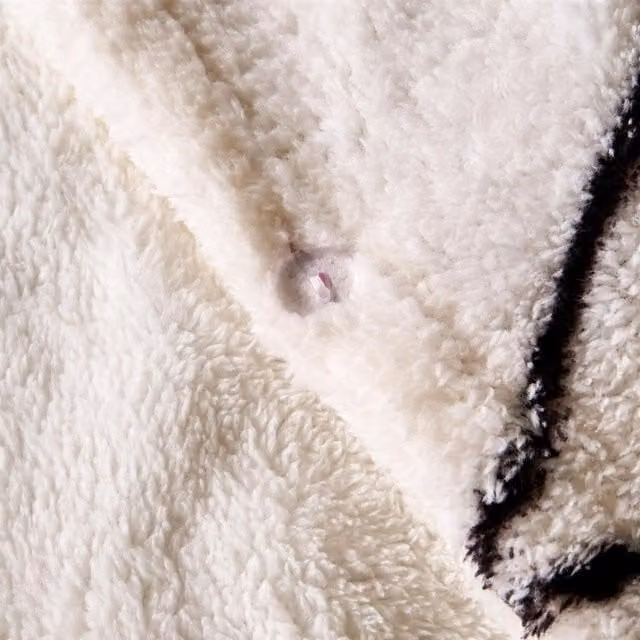 OHS Diamond Check Teddy Fleece Duvet Cover Set in Black and White