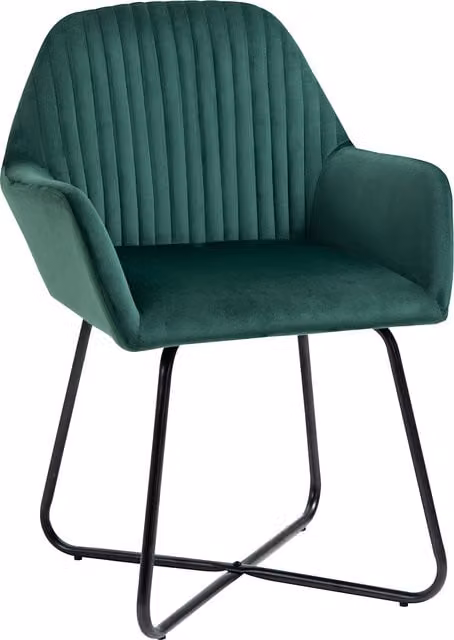 HOMCOM Modern Green Velvet Upholstered Accent Armchair with Metal Base – 1