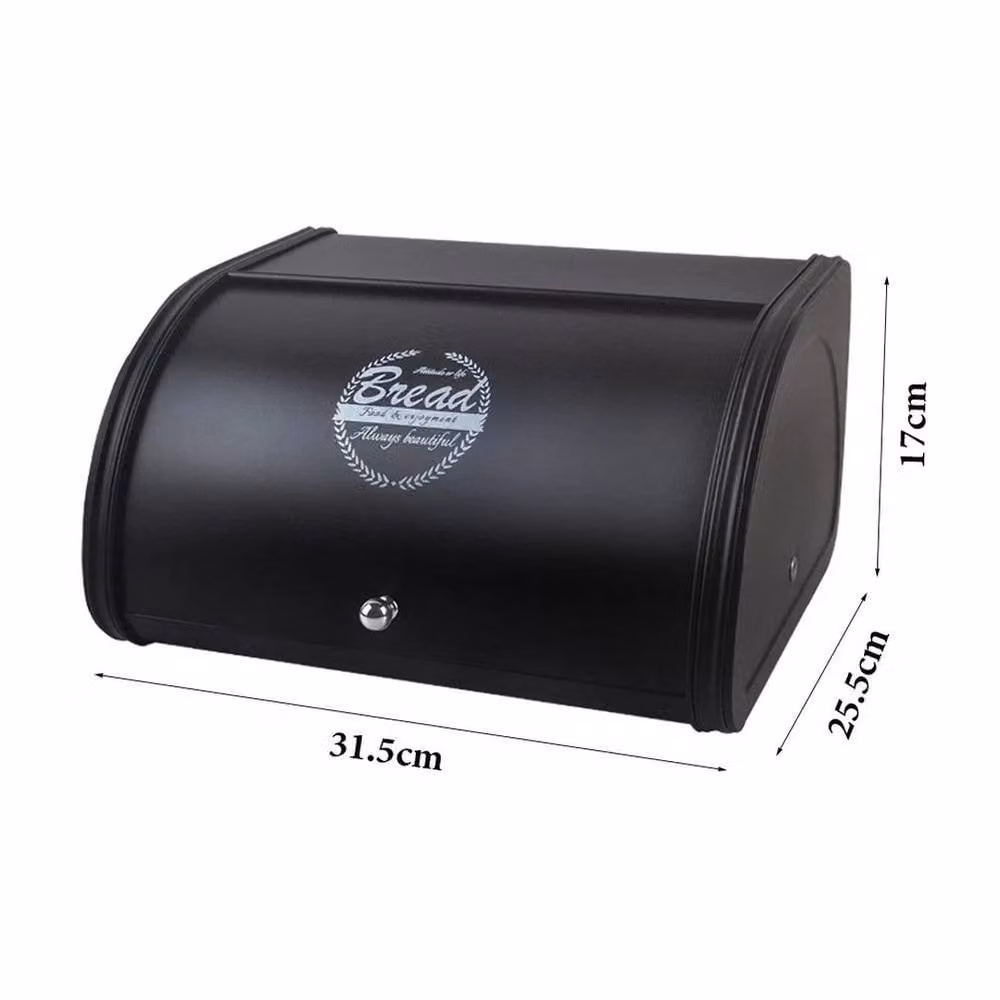 Kelvenix Extra Large Roll Top Bread Box in Black Metal – 2