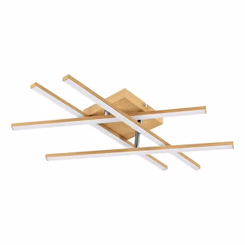Eglo Lasana 4 Modern LED Ceiling Lamp in Wood Effect Brown and White