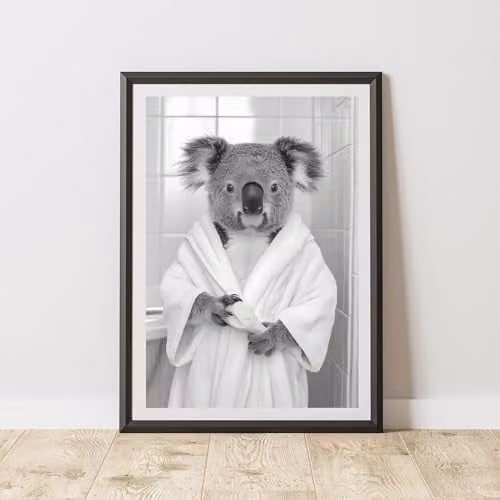 60 Second Makeover Koala Bathrobe Animal Print Paper Poster, W: 29.7 cm, H: 42.0 cm