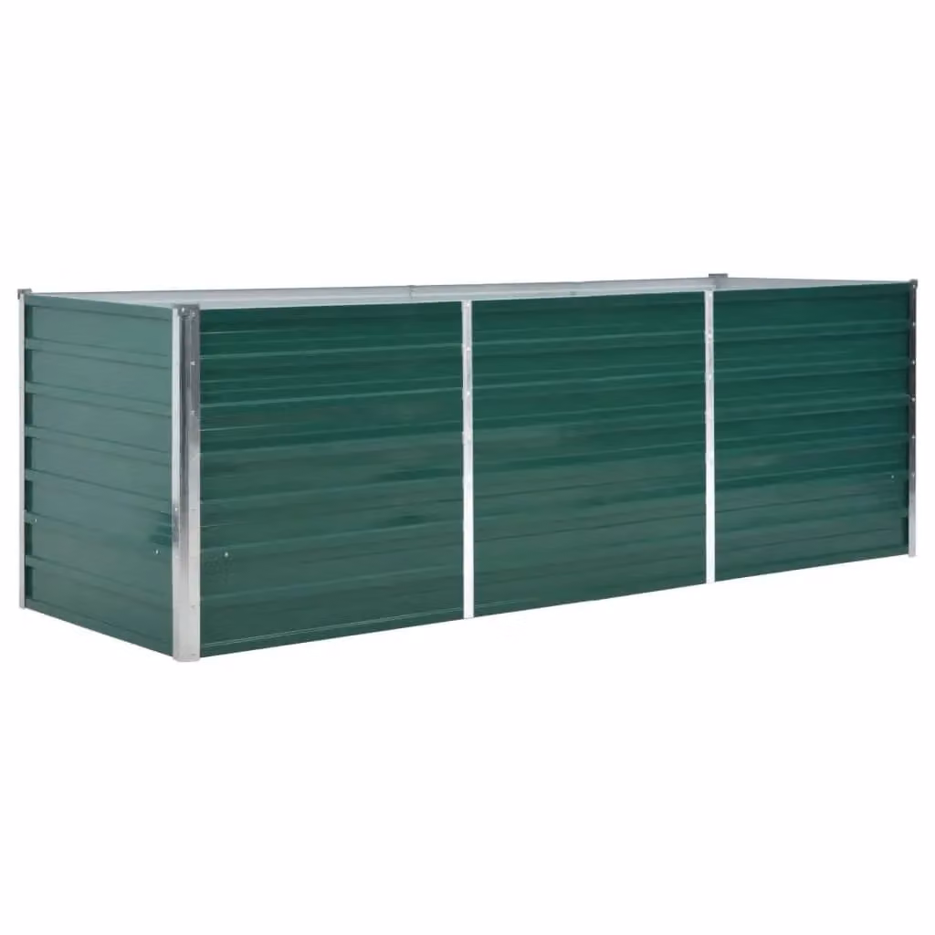 Berkfield Home Garden Galvanised Steel Raised Bed in Green, W: 240 cm, D: 80 cm, H: 77 cm – 2