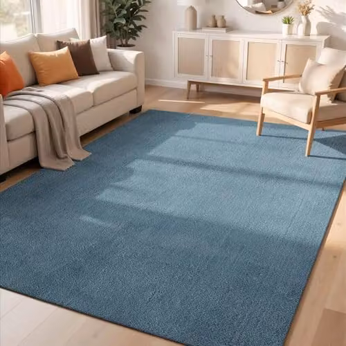 Desire Rugs Comfy Washable Plain Blue Living Room Area Rug, W: 60 cm, L: 100 cm – 1