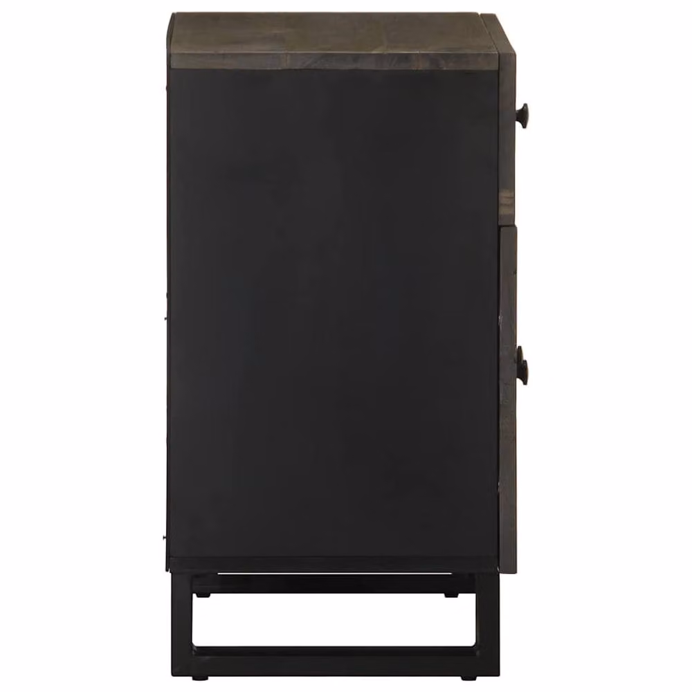 Berkfield Home Beautiful Black Solid Mango Wood Bedside Cabinet W/D/H: 50 x 33 x 60 cm – 3