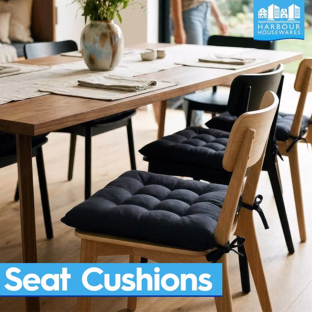Harbour Housewares Square Seat Pads in Grey, Pack of 2, W/D/H: 40 x 40 x 40 cm – 3