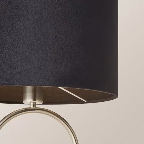 ValueLights Antonia Black Velvet Oval Table Lamp with Brushed Chrome Base – 3