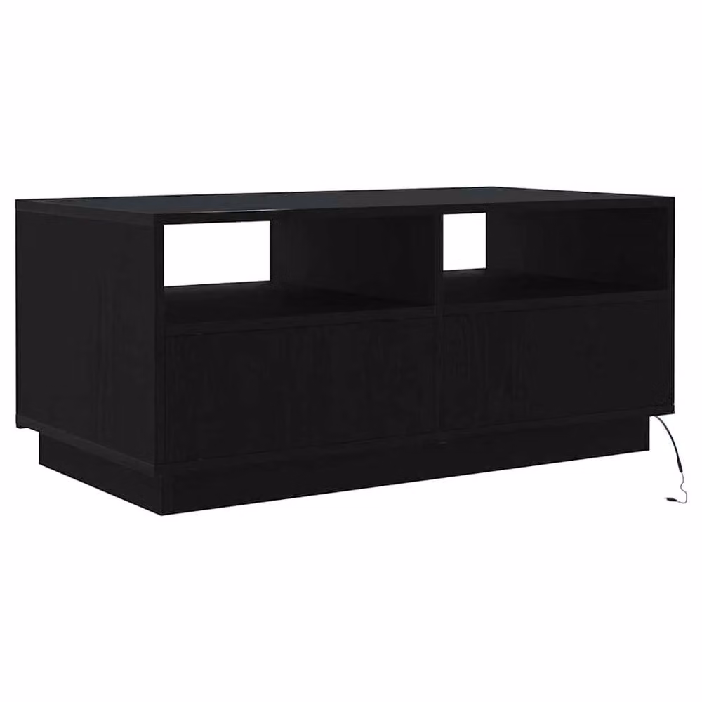 Berkfield Home Modern Rectangular Coffee Table with LED Lights in Black Oak, W/D/H: 90 x 49 x 40 cm – 4
