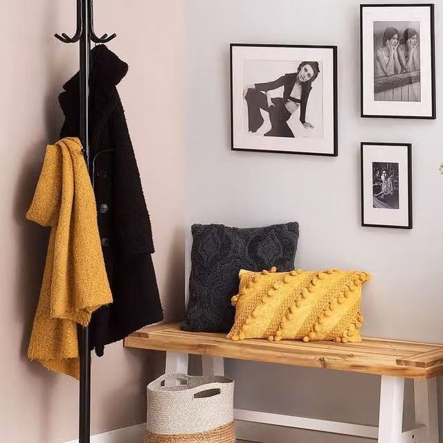 Wyld and Coco Modern Black Matt Metal Freestanding Coat Stand, W: 30 cm, D: 30 cm, H: 185 cm