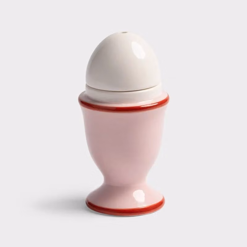 &Klevering Pink Egg Salt and Pepper Shaker Set in Refillable Ceramic Stoneware