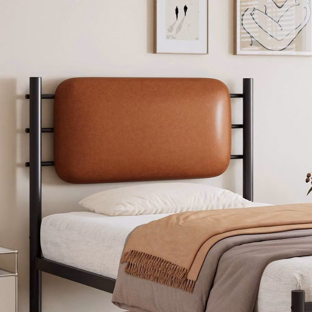 KORVIXA Single Bed Frame in Black Synthetic Leather and Metal, W/D/H: 90 x 190 x 102.5 cm – 3