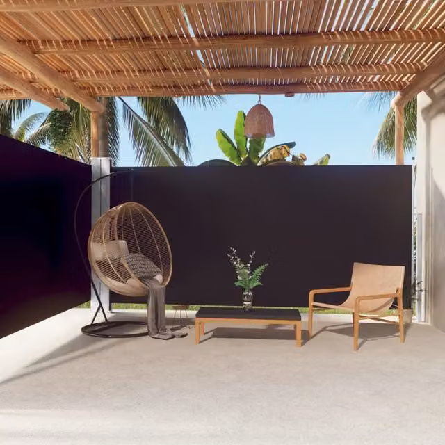 Berkfield Home Retractable Side Awning in Black, W/H: 600 x 180 cm