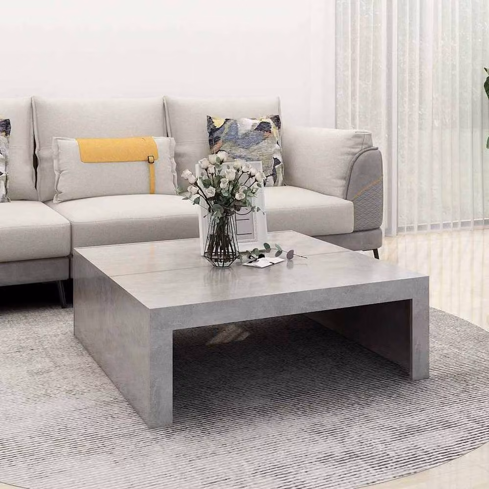 Berkfield Home Modern Square Coffee Table in Concrete Grey, W/D/H: 100 x 100 x 35 cm – 2