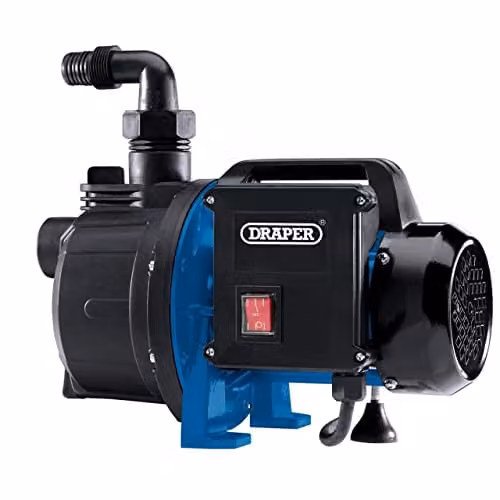 Draper 1100W Surface Mounted Electric Water Pump with 4600 l/h Max Flow Capacity and Thermal Overload Protection
