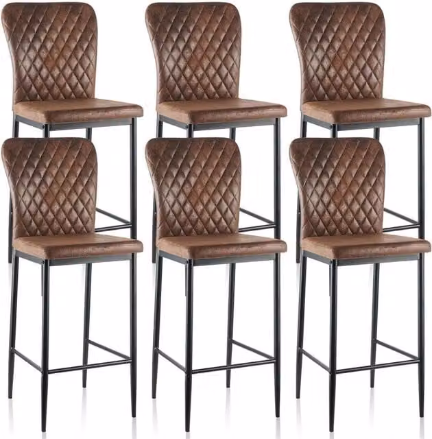FORGEVIO Modern Faux Suede Bar Stools, Set of 6, Brown – 1