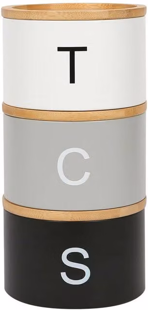 FLAVORA Monochrome 3-Piece Stackable Airtight Tea, Coffee and Sugar Canister Set in Multicolour