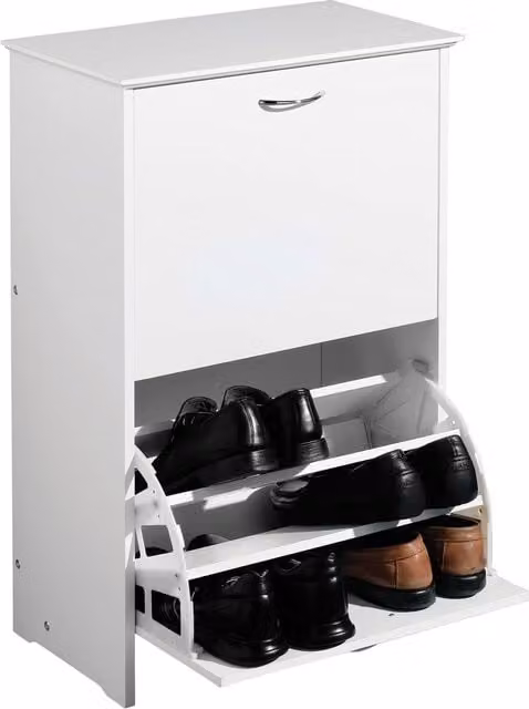Orsina Ryan White Matt Freestanding Shoe Storage Cupboard with Tilting Compartments – 1