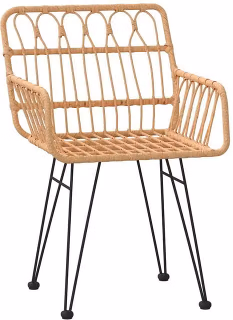 Berkfield Home Set of 2 Comfortable PE Rattan Garden Chairs with Armrests in Tan/Beige, W: 56 cm, D: 64 cm, H: 80 cm – 1