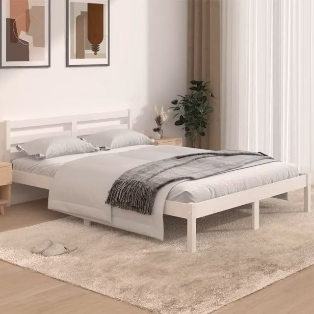 Berkfield Home Rustic Solid Wood Pine Day Bed, White, W/D/H: 140 x 190 cm