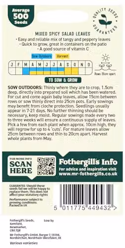 Mr Fothergill's Oh Sow Simple Spicy Mix Salad Leaves Vegetable Seeds – 2