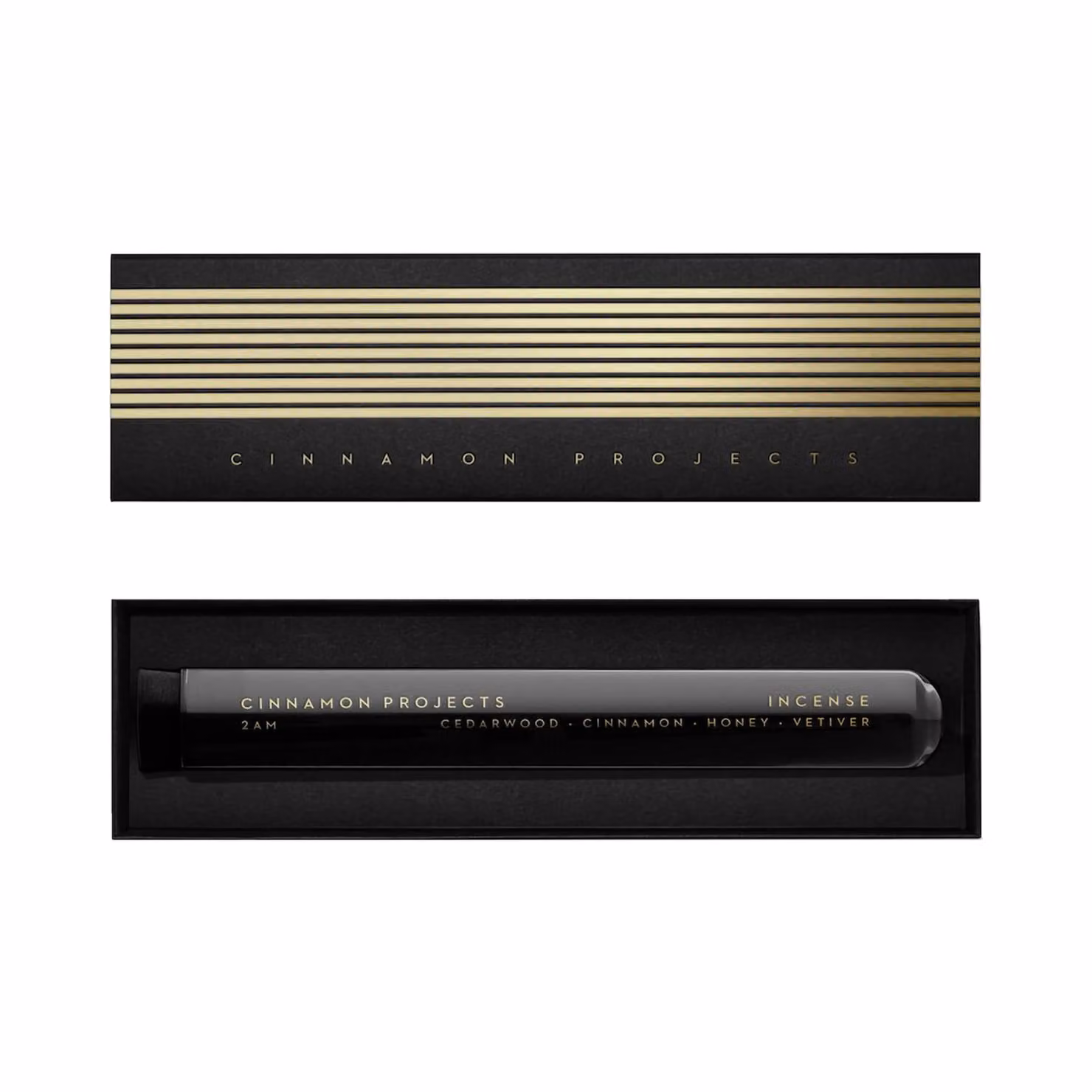 Cinnamon Projects 2 AM Woody and Spicy Incense Sticks in Black Glass Packaging, 25 g